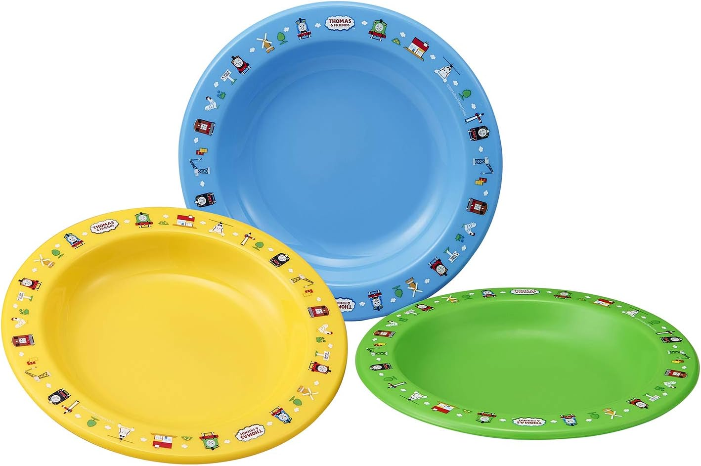 OSK PT-21 Children'S Tableware, Thomas the Tank Engine 3-Piece Set, Diameter Approx. 5.8 Inches (14.7 Cm), Microwave Safe, Made in Japan, Dishwasher Safe, Yellow/Green/Blue image number 2