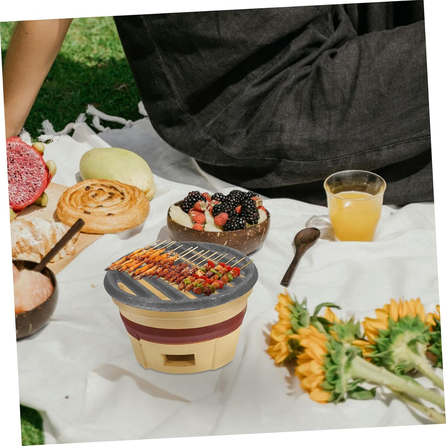 Cast Iron round Grill Grate 12Cm Outdoor BBQ Fire Pit Mesh Heavy Duty Charcoal Cooking Accessory for Camping and Fireplace image number 6