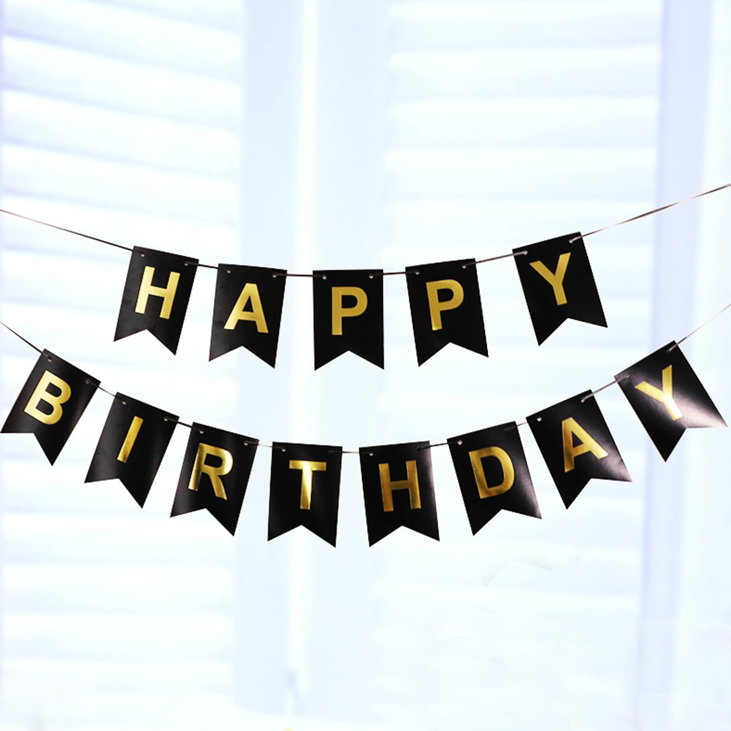 Haobase Happy Birthday Banner Birthday Garland Party Decorations 16Cm&times;20Cm (Black) - Green image number 2
