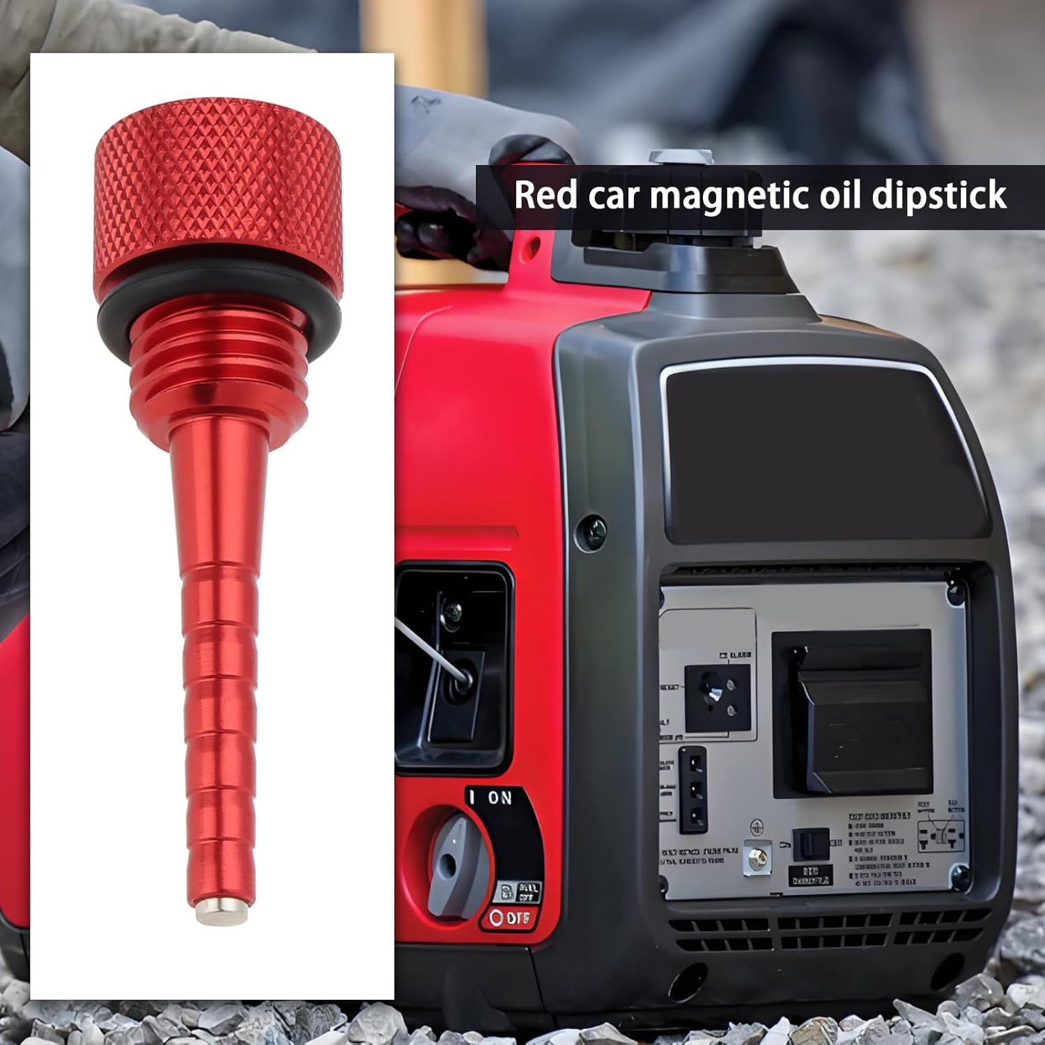 Magnetic Tip Oil Dipstick with O-Ring 80.4X25.2Mm Aluminum Alloy Car Magnetic Oil Dipstick Compatible with Predator 3500 Watt 3500W Inverter Generator, Red image number 4