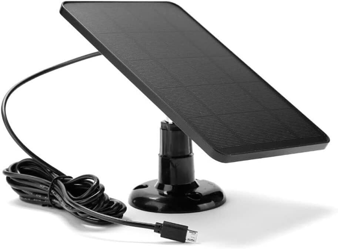 Tootoo Solar Panel for Outdoor Camera Security Cam Micro USB Battery Charger 10W Output (Black)