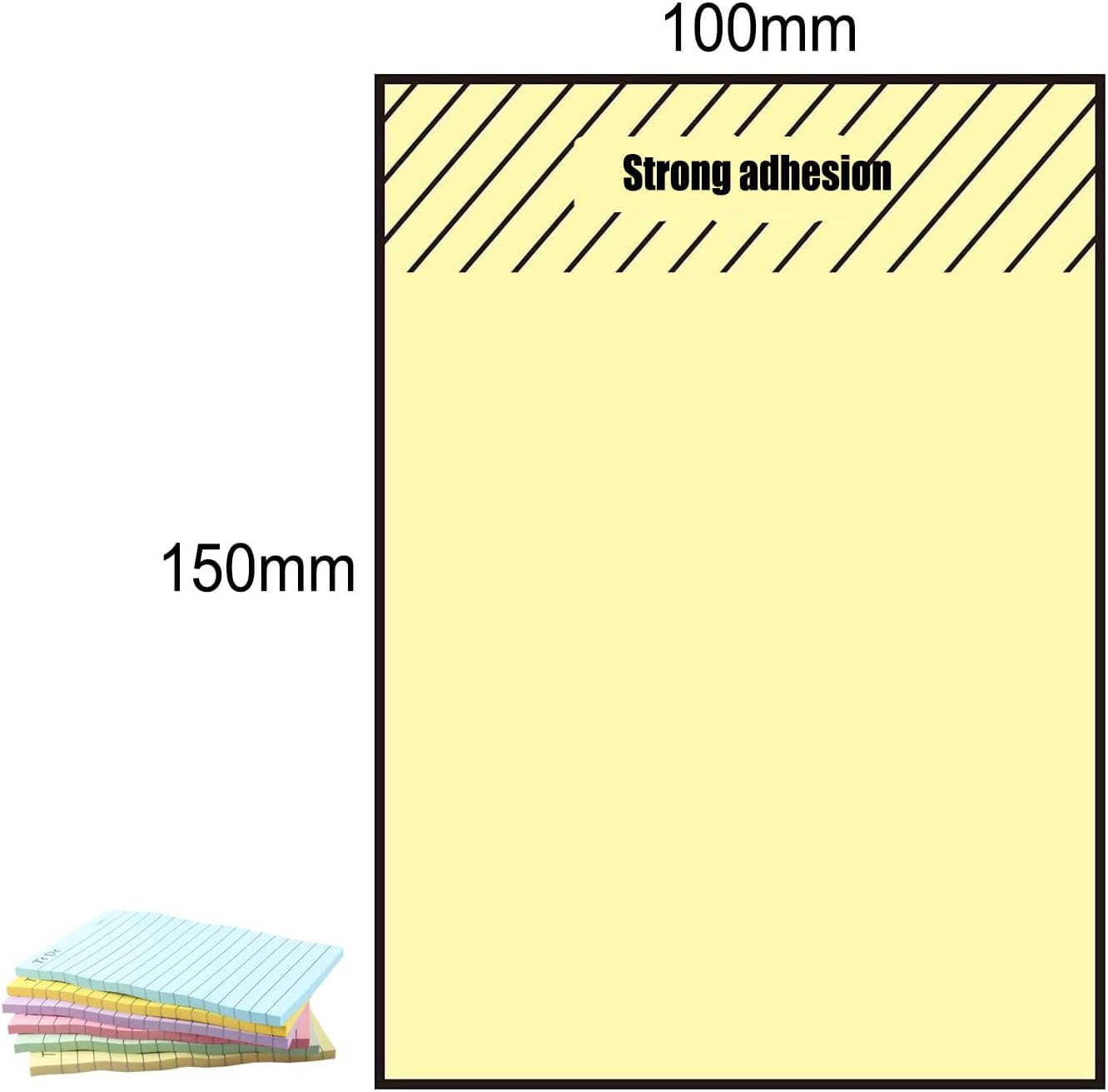 To Do List Sticky Notes, Lined Sticky Notes, Self-Adhesive Notes, Colourful Notepads for School, Office, Home (10 X 15 Cm) image number 1