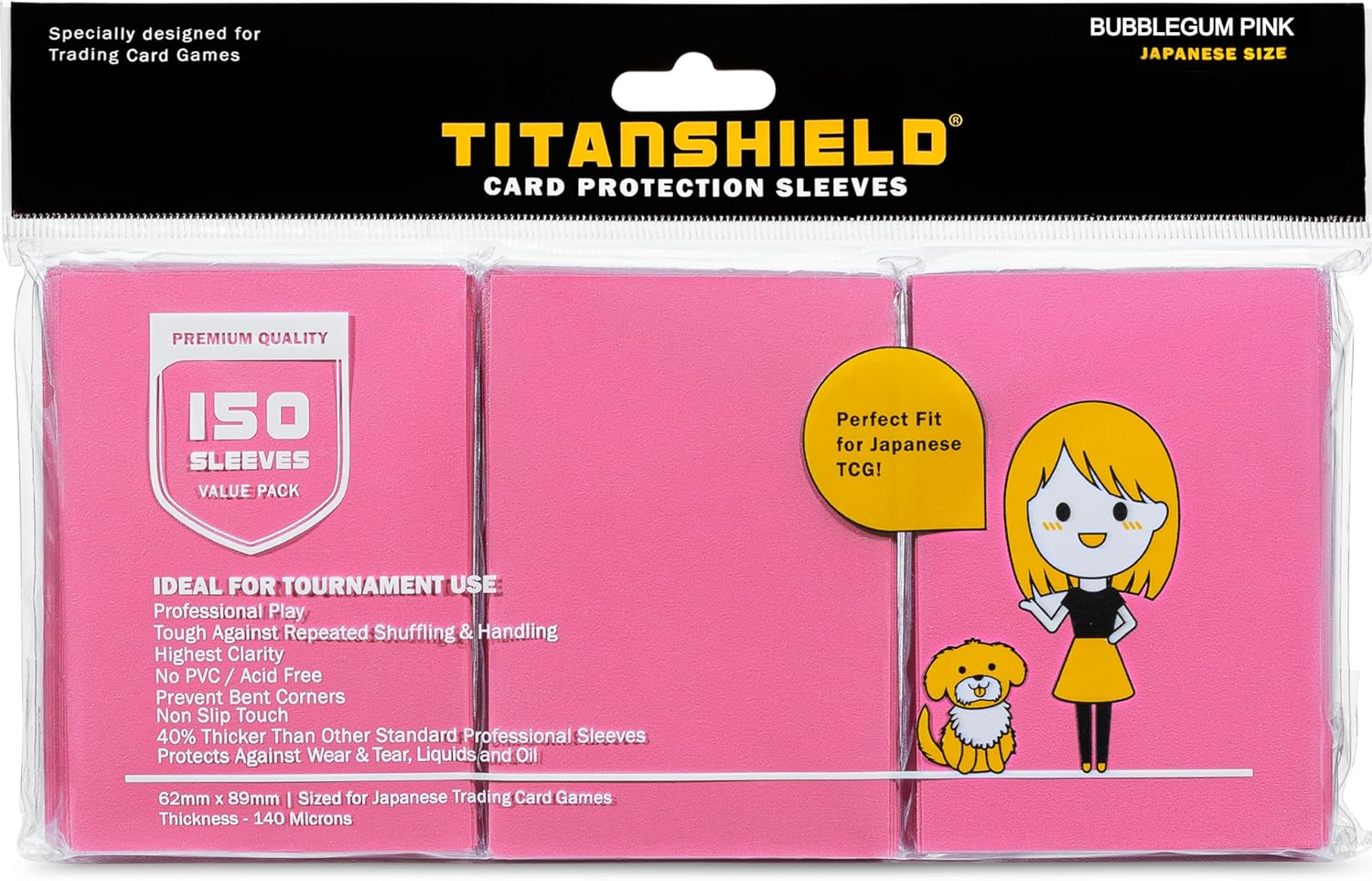 Titanshield (150 Sleeves) Bubblegum Pink Small Japanese Sized Trading Card Sleeves Deck Protector Compatible with Yu-Gi-Oh, Cardfight!! Vanguard, Kpop Photocards - Blue image number 3