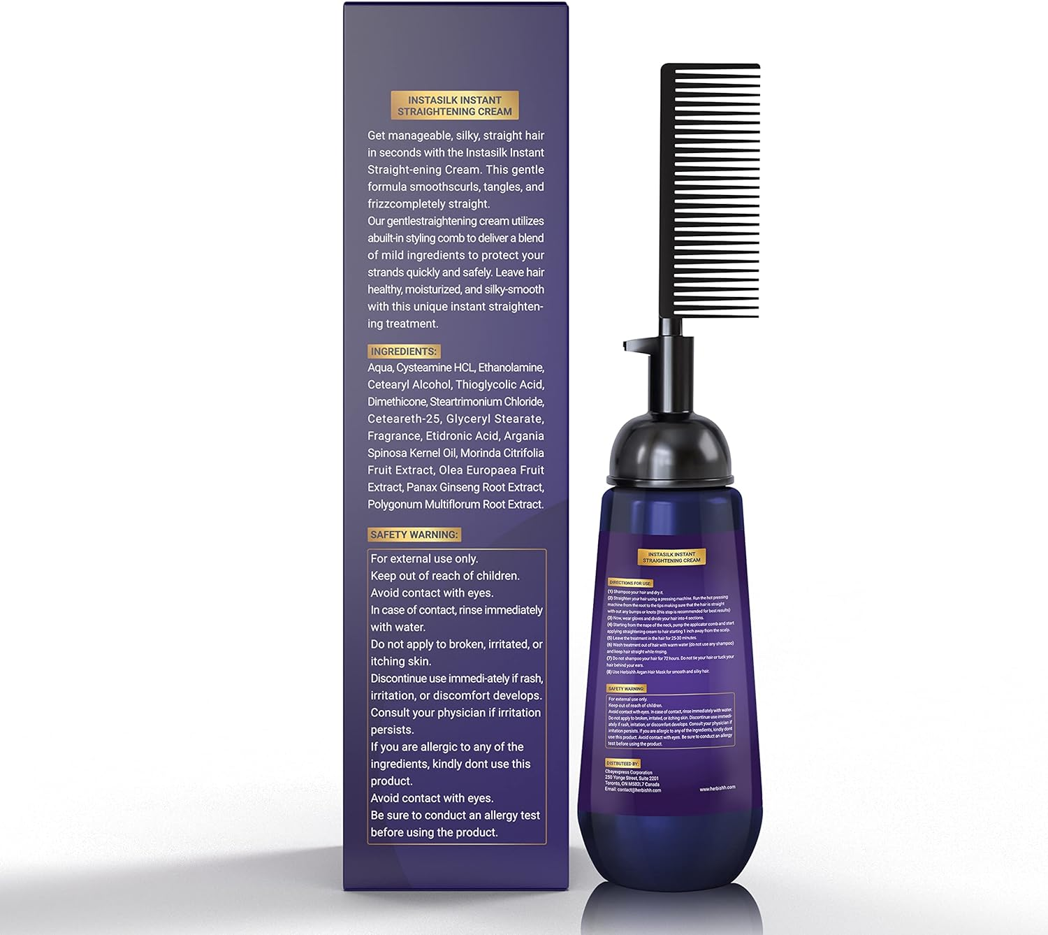 Herbishh Instant Hair Straightener Cream with Applicator Comb Brush &ndash; Straightening in Seconds &ndash; Smooths Curls, Tangles & Frizz &ndash; Completely Straight Hair Treatment &ndash; Gentle Ingredients &ndash; 150 Ml image number 4