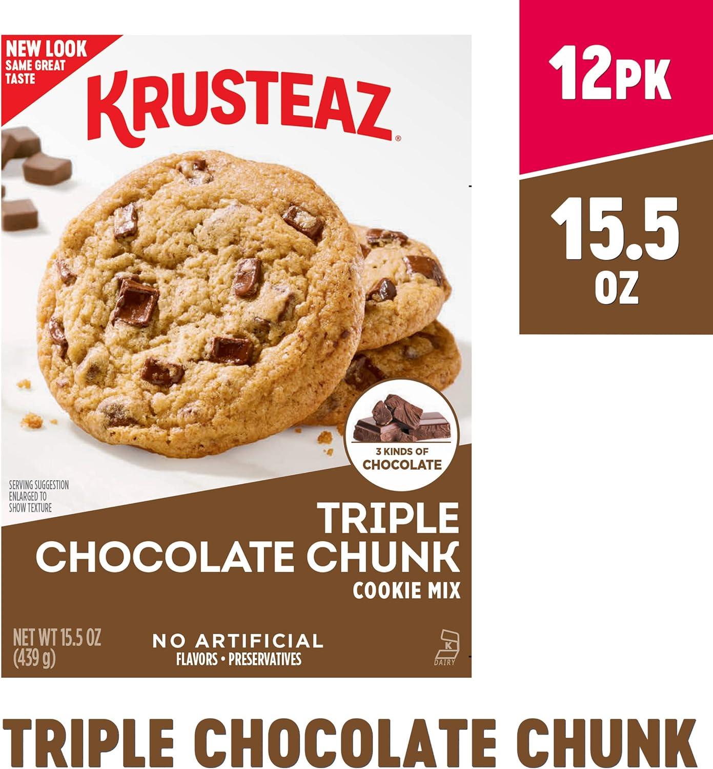 Krusteaz Bakery Style Cookie Mix, Triple Chocolate Chunk, 15.5-Ounce Boxes (Pack of 12) image number 2
