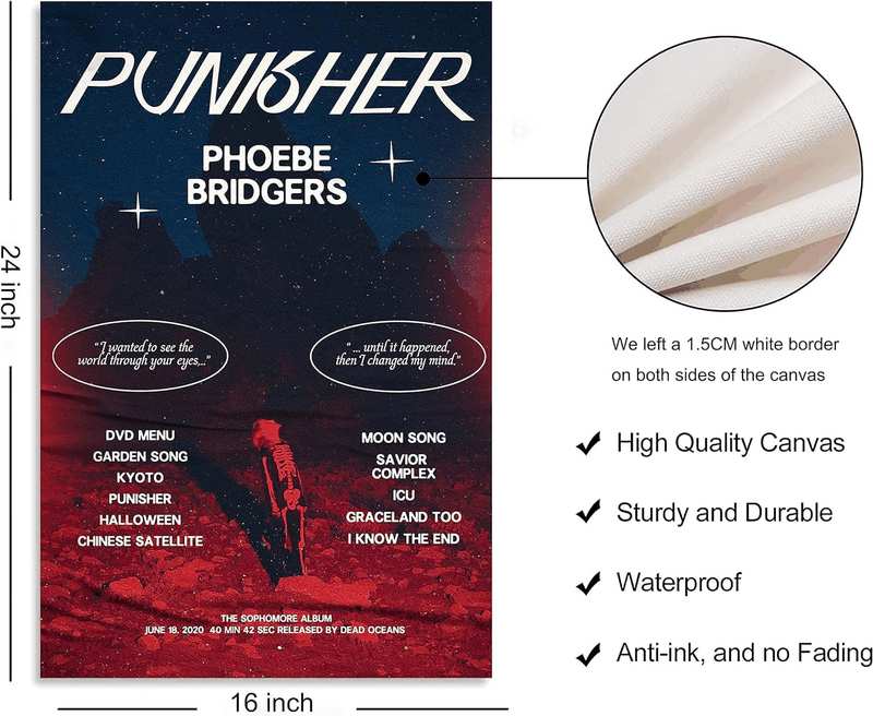 Phoebe Bridgers Poster Album Cover Art Wall Canvas Pictures for Modern Office Decor Vintage Prints 40X60Cm Unframed (G) image number 0