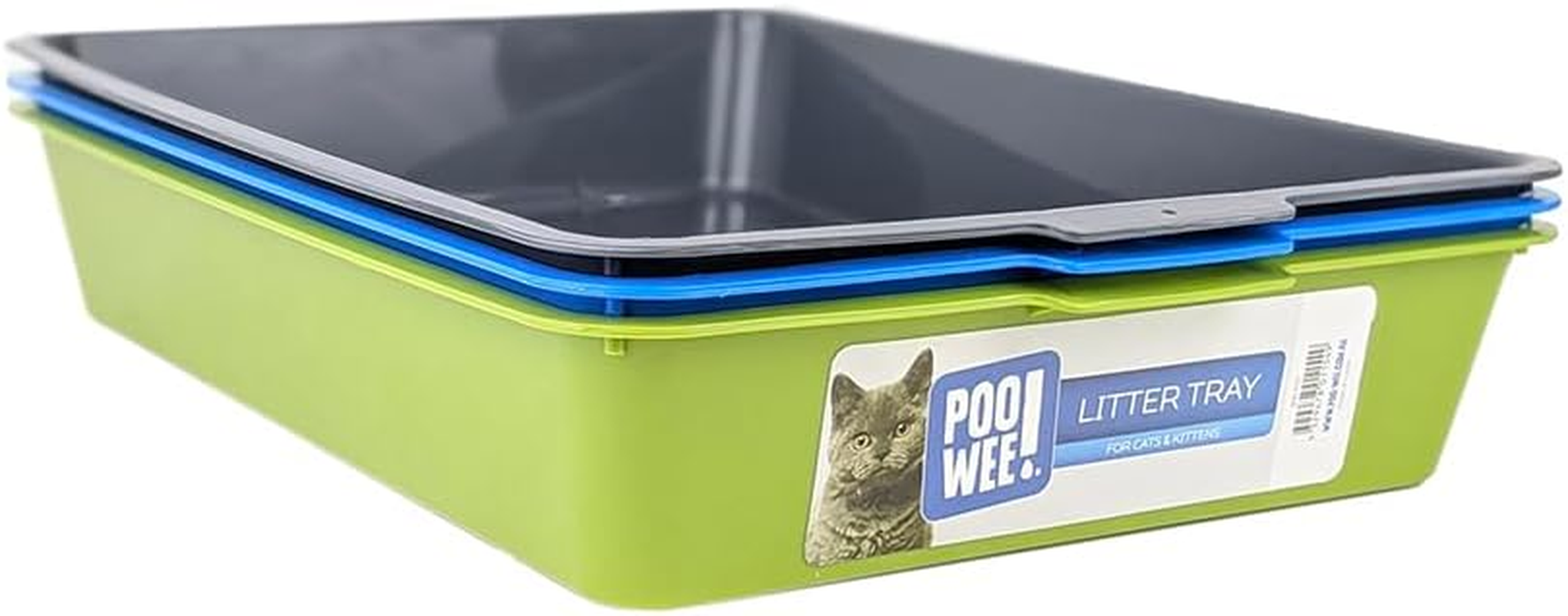 POOWEE! Plain Cat Litter Pan Large, 42X31X8Cm, Random Colour &ndash; Low-Sided Open Tray for Easy Access, Ideal for Kittens & Cats, Easy-Clean Plastic, Aussie Owned, Single Tray Included image number 2