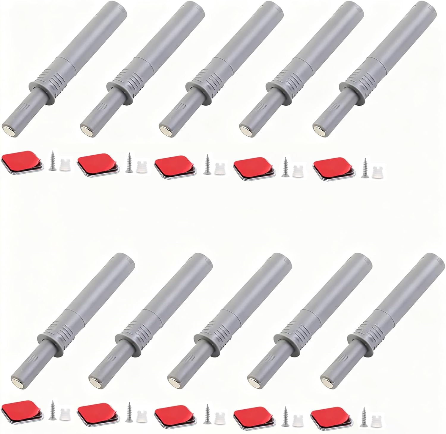 10PCS Magnetic Push Latches for Cabinet Push to Open Door Latch, Gray Soft Quiet Close Closers, Plastic Damper Buffer Push for Kitchen Drawer Door image number 2