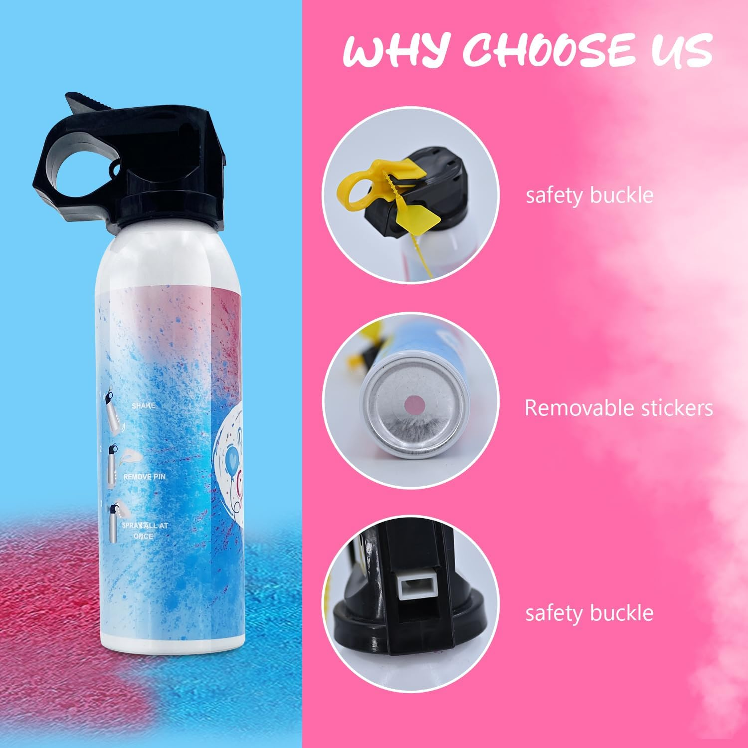 Gender Reveal Fire Extinguisher 2 Pack Color Extinguishers Extintor De Revelaci&oacute;n De G&eacute;nero Party Smoke Pink or Blue for Baby Reveal Party Decoration Boy or Girl Gender Reveal Ideas image number 2