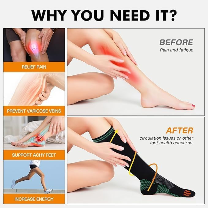 Compression Socks (2/3 Pair) for Men and Women 20-30 Mmhg Compression Stockings Circulation for Cycling Running