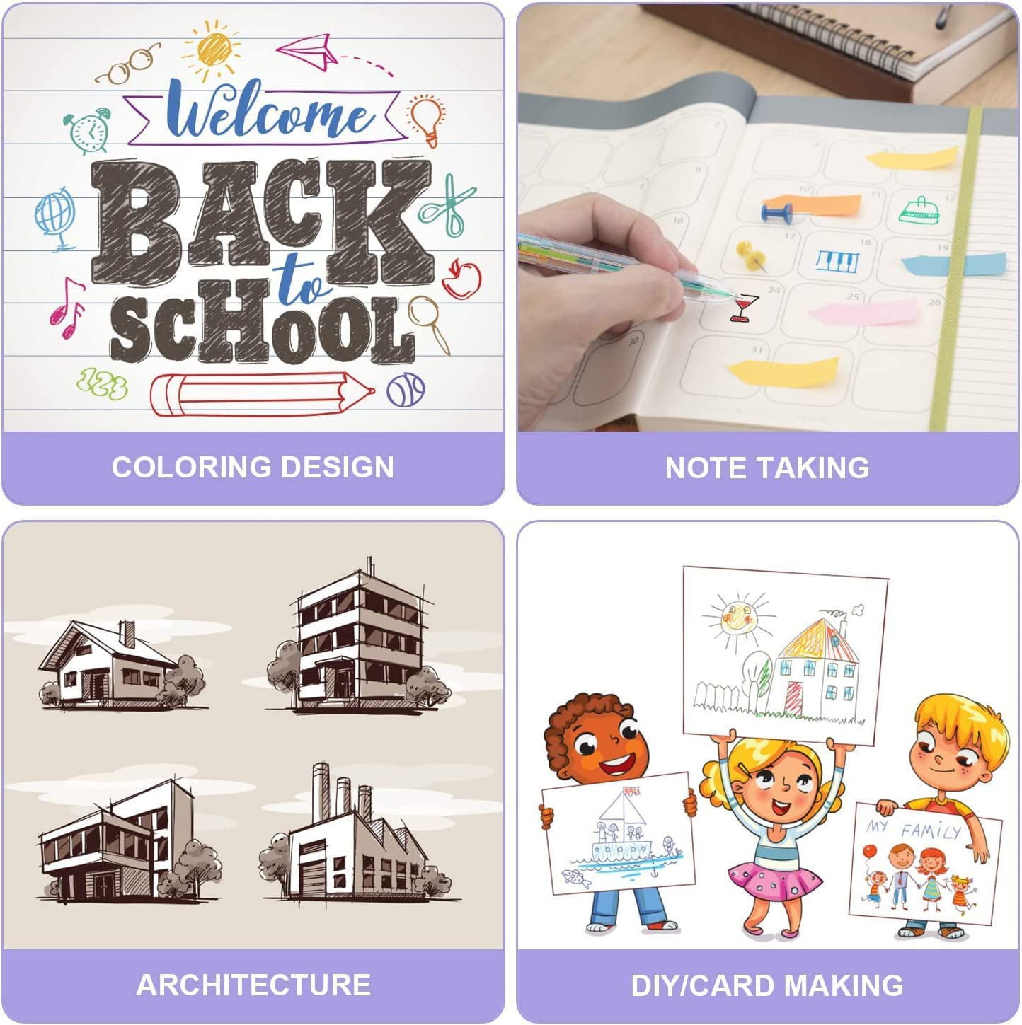 Retractable Shuttle Pens, 4 Count 4-In-1 Multicolor Ballpoint Pens 1.0Mm Retractable Pen with Carabiner Clip Ballpoint Gift Pens for Office School Supplies Students Adults Nurses image number 2