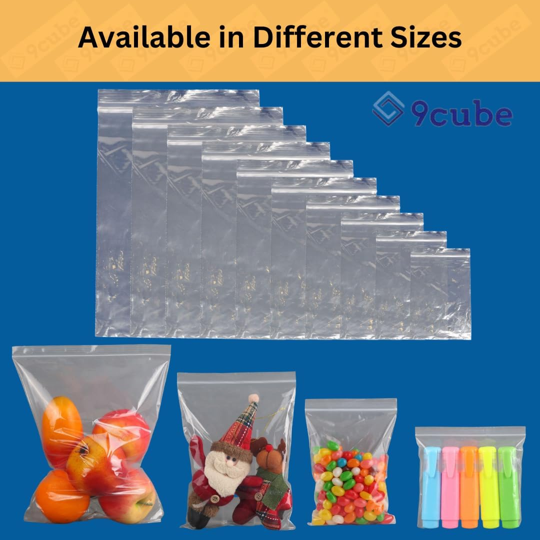 Resealable Zip Lock Bags &ndash; Clear Plastic Poly Bags with Seal Strip | Food Grade | 100 Pack (19Cm X19Cm) image number 2