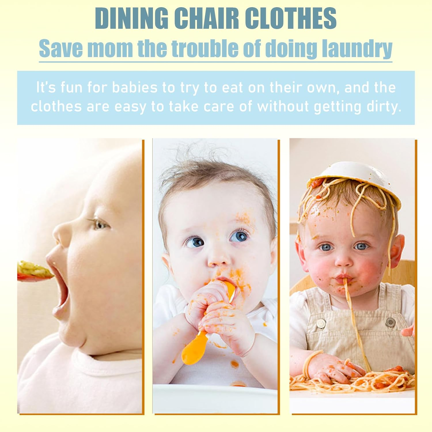 Coverall Weaning Bib with Long Sleeves, Attaches and Fully Cover to Baby Highchair, for 3-36 Months Baby Feeding, Waterproof and Easy to Clean & Machine, Soft and Skin-Friendly Materia, Blue, image number 6