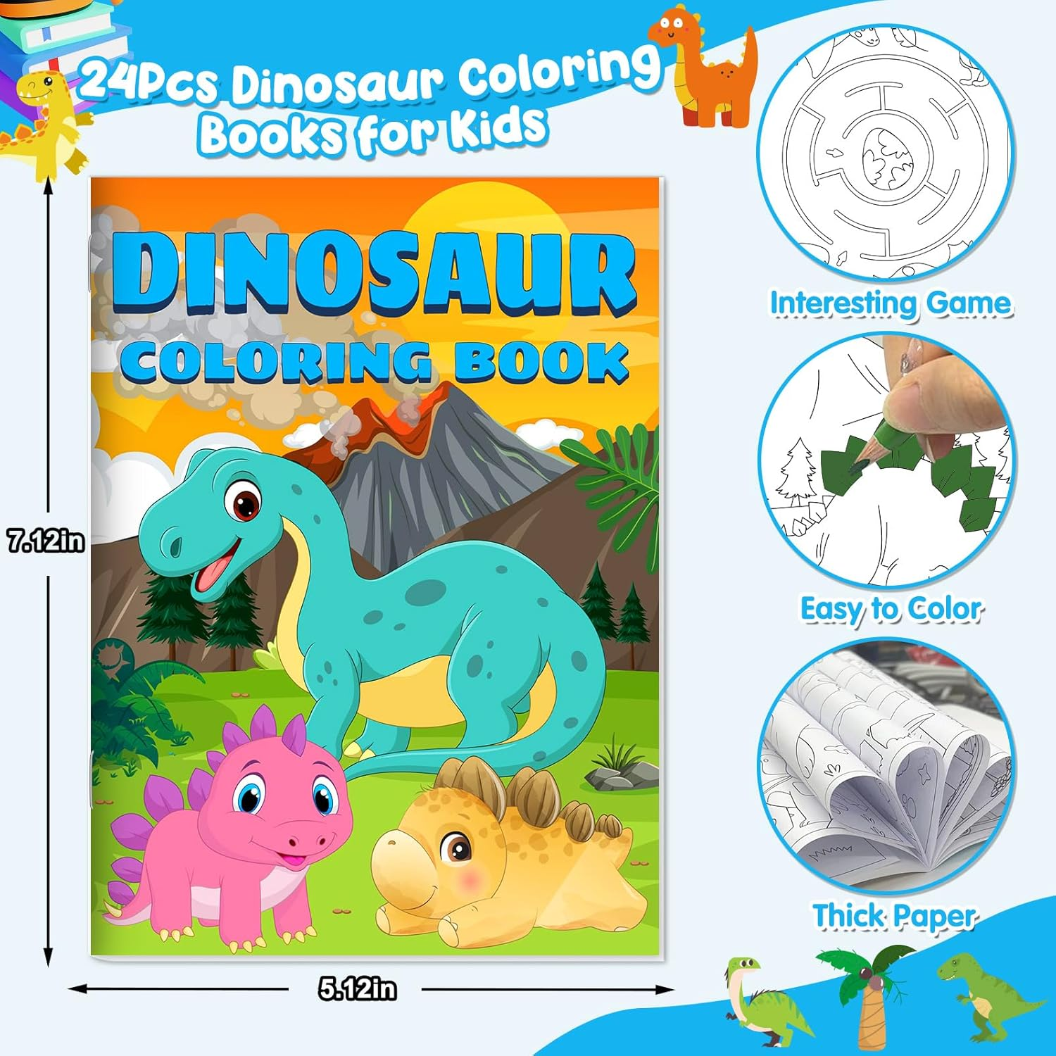24 Pieces Dinosaur Mini Coloring Books for Kids Party Favors Dino Drawing Activity Book Bulk Small Coloring Book for Boys Girls Birthday Gift Jurassic Party Goodie Bag Stuffer Classroom Supplies image number 6
