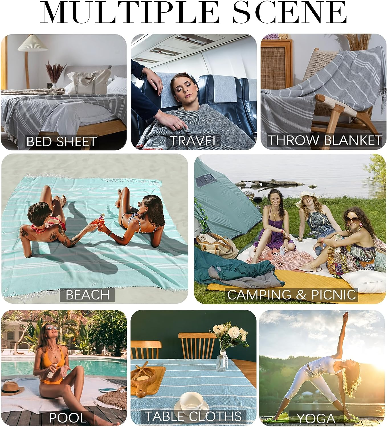 Giant Turkish Beach Towel Blanket Extra Large Boho Throw Blanket Jumbo Fast Drying Soft Thin Sandless Compact Oversized No Sand Repellent anti Resistant Repels Sandfree Chamois Women Men Adult Gifts image number 3