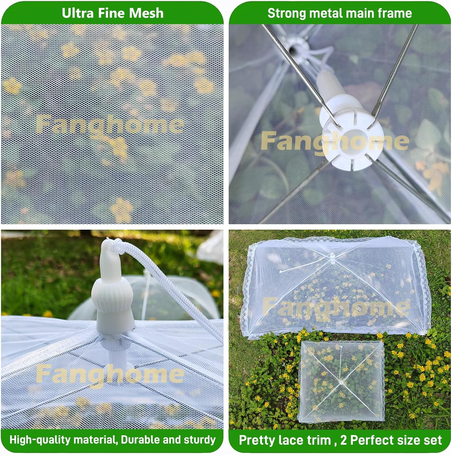 Food Covers for outside Mesh,1 Pack 40"X24" Extra Large Food Net + 6 Pack Colorful 17"X17" Pop up Mesh Food Tent Fly Covers Mesh Food Covers for Outdoors Picnic Pool Party BBQ Supplies