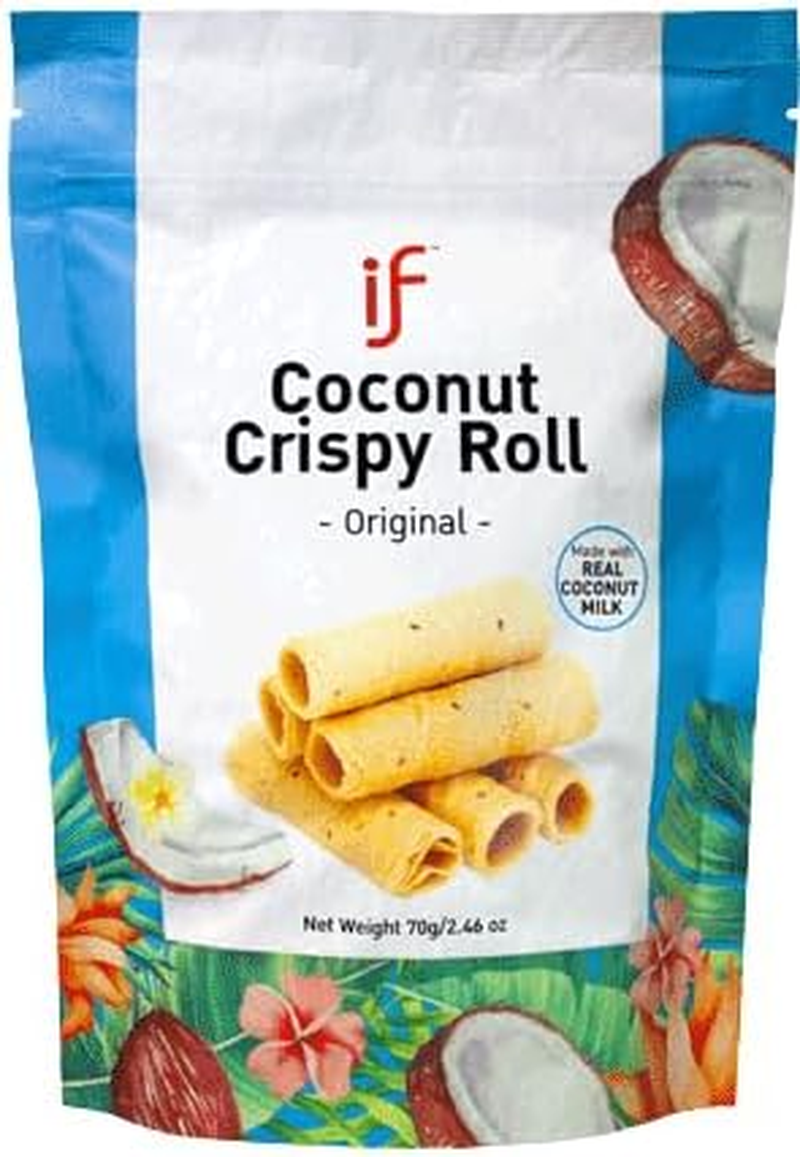 IF Coconut Crispy Roll Original Flavour | Snack Made with Real Coconut Milk | Asian Snacks and Sweets for Everyday Enjoyment | 70G Resealable Bag