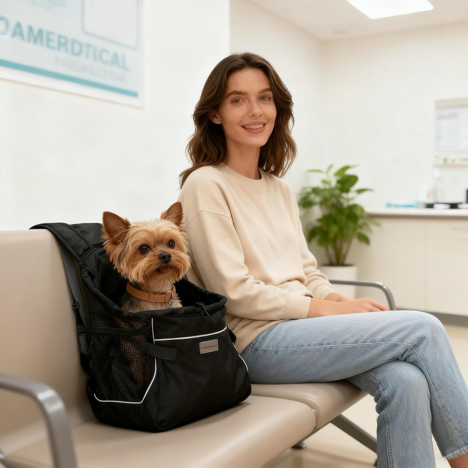 Dog Carrier for Small Dogs (M) &ndash; Front & Back Wear Pet Sling, Soft Hands-Free Travel Bag for 5&ndash;7 Lb like Chihuahua, Yorkie, Pomeranian, Maltese, Mini Poodle Chest Girth &le;15.7&rdquo;,Black image number 3