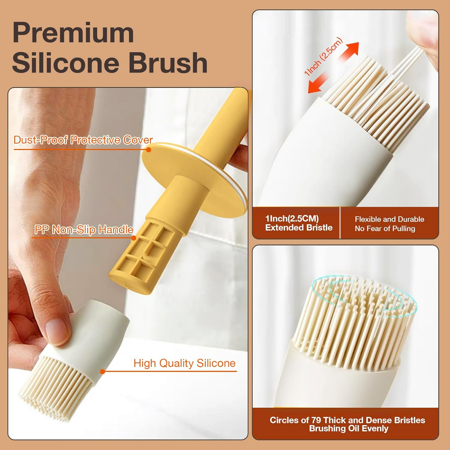 YARRAMATE Oil Dispenser Bottle with Heat Resistant Brush 10Oz-300Ml, Oil Container with Silicone Brush for Cooking BBQ Vinegar Sauce Grill Frying (Orange) - 04_Orange image number 5