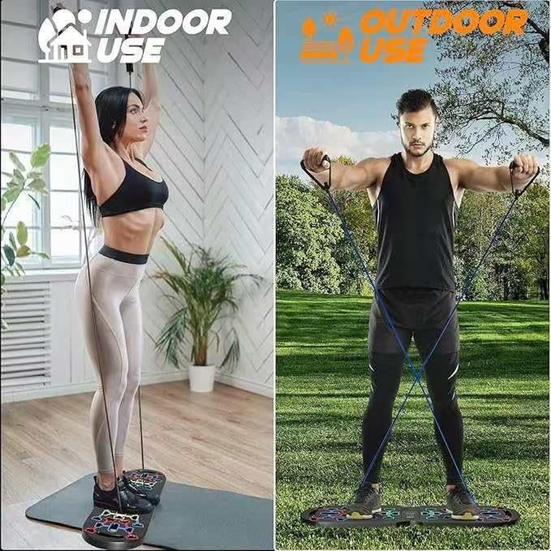 APEXORIGIN Push up Board Home Gym Pushup Board with Handles Professional Strength Training Equipment, Foldable Pilates Bar and 20 Fitness Accessories with Resistance Bands and Ab Roller Wheel image number 3