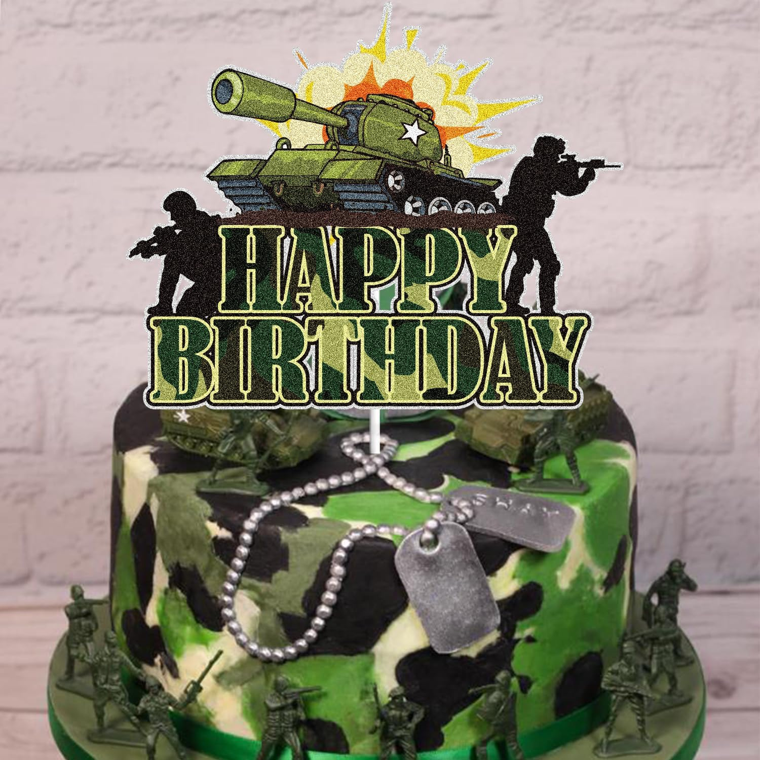 Happy Birthday Cake Topper Green Glitter, 6 Inch, 1 Count, Perfect for Birthday Parties image number 2