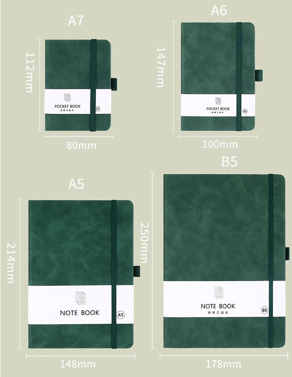 2 Pack Notebook-A6/A5 Lined Journal Notebook,100 Pages 80 GSM Journal Notebook Hardback Notepad with Bookmark, Pen Loop,Premium Leather Hardcover Notebook for Writing Study Office Travel Recording (Blue) image number 3