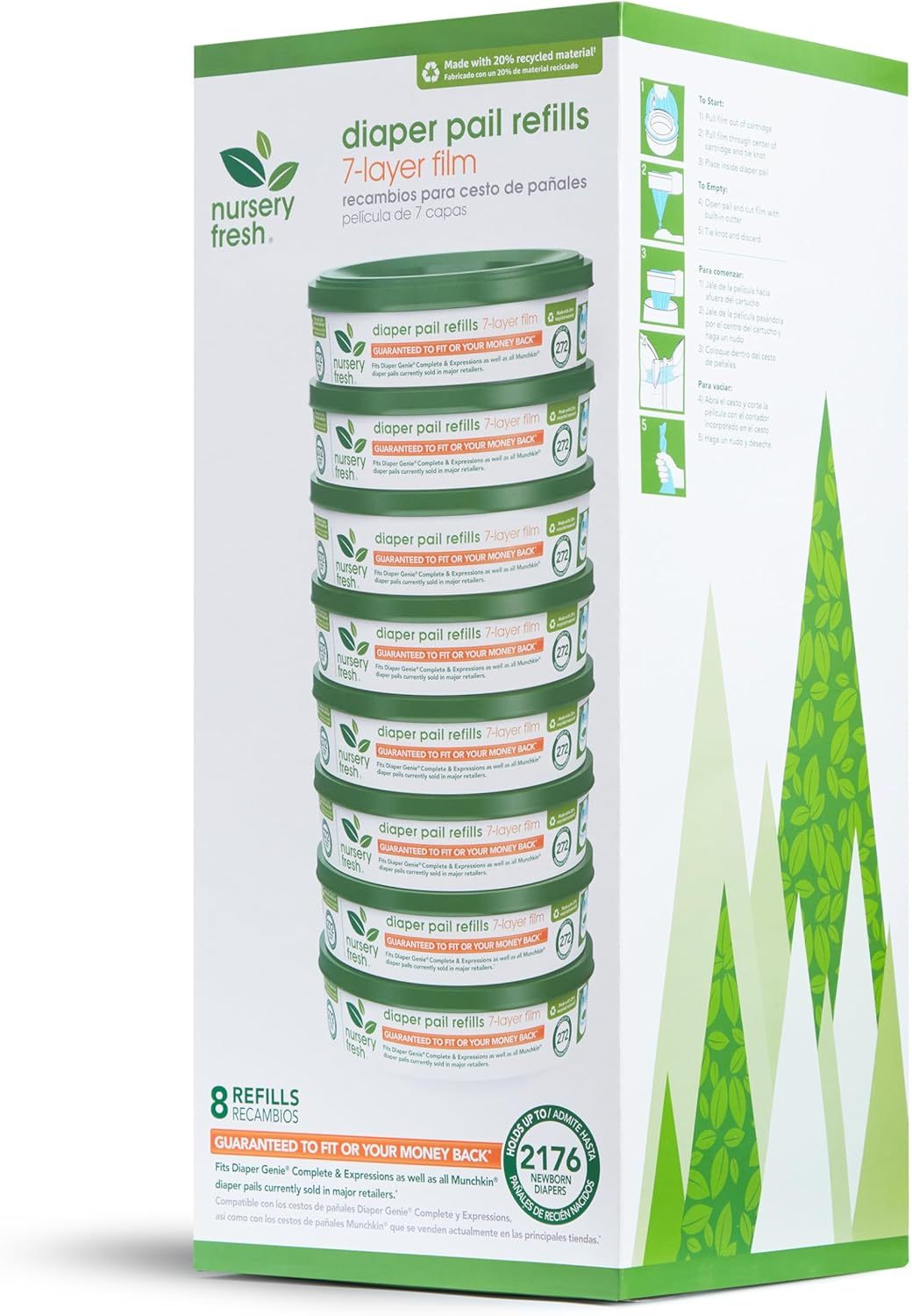 Munchkin Nursery Fresh Diaper Pail Refills (Pack of 8) image number 5