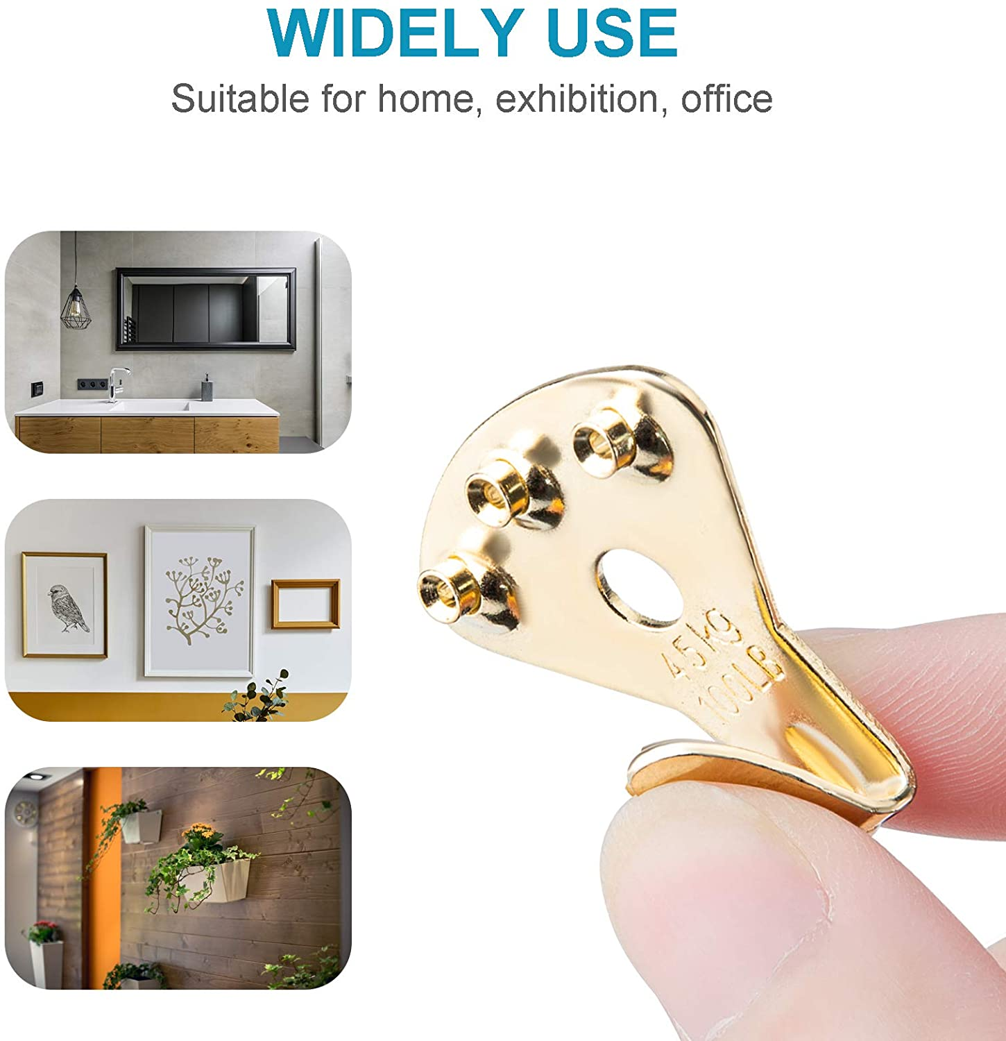 10Pcs Heavy Duty Picture Hangers with Nails, Kinxuanda Professional Picture Hanging Hooks Support up to 100Lbs, Premium Hanging Hardware for Clock, Mirror, House Decoration image number 4