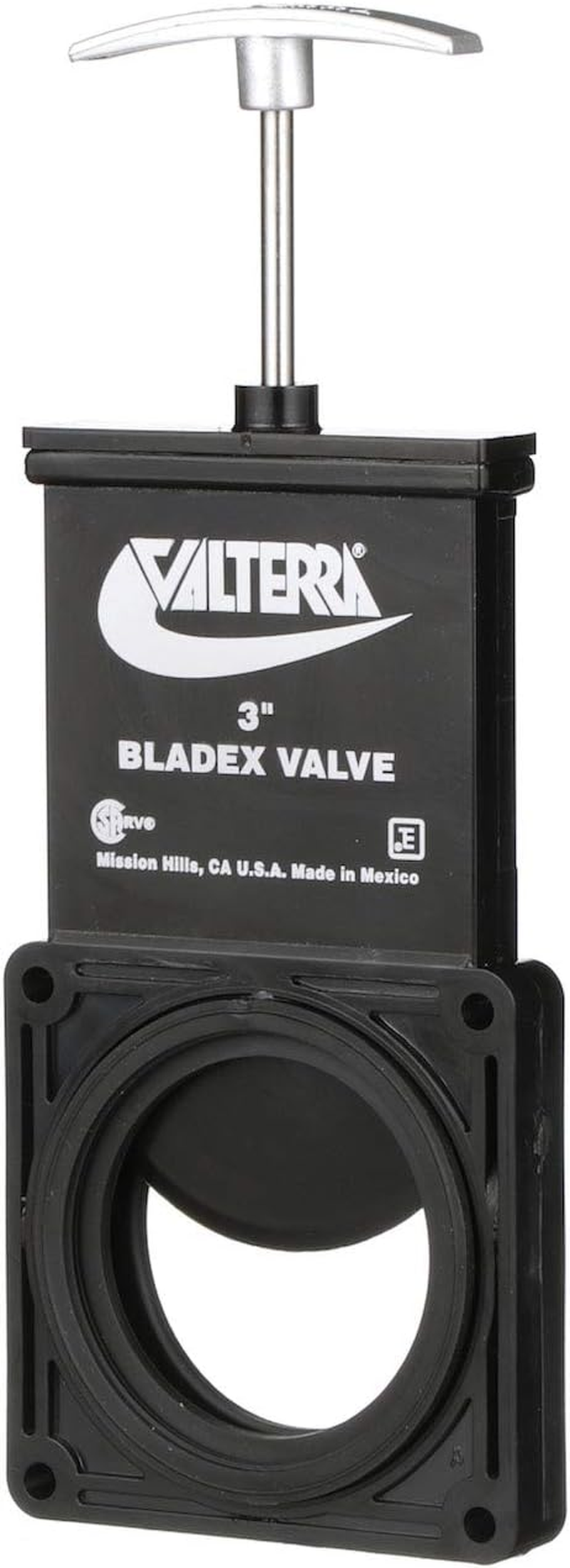 Valterra T1003VPM Bladex 3" Waste Valve Body with Metal Handle, Black image number 4