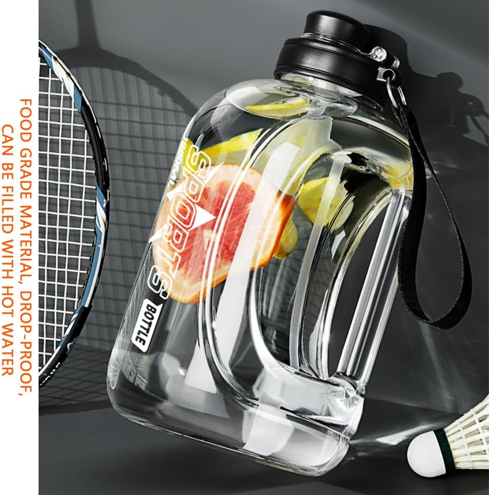 Half Gallon Water Bottle with Straw &ndash; Large Water Jug with Handle & Strap, Leakproof Sports Bottle for Gym, Fitness, and Outdoor Use image number 3