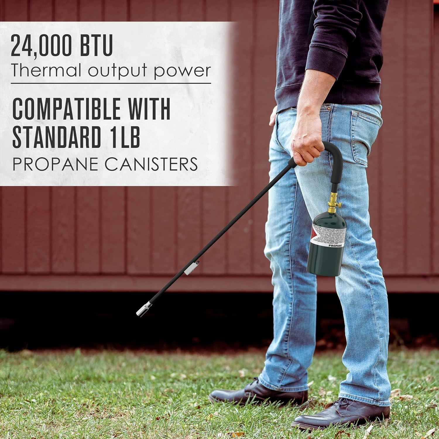 Houseables Weed Torch Propane Burner, Gas Vapor, Black, 20,000 BTU, 34 Inches Long, Outdoor Garden Weeds Killer, Ergonomic Handle, Self Igniting, Trigger Start, Patio Dragon Weeder image number 3