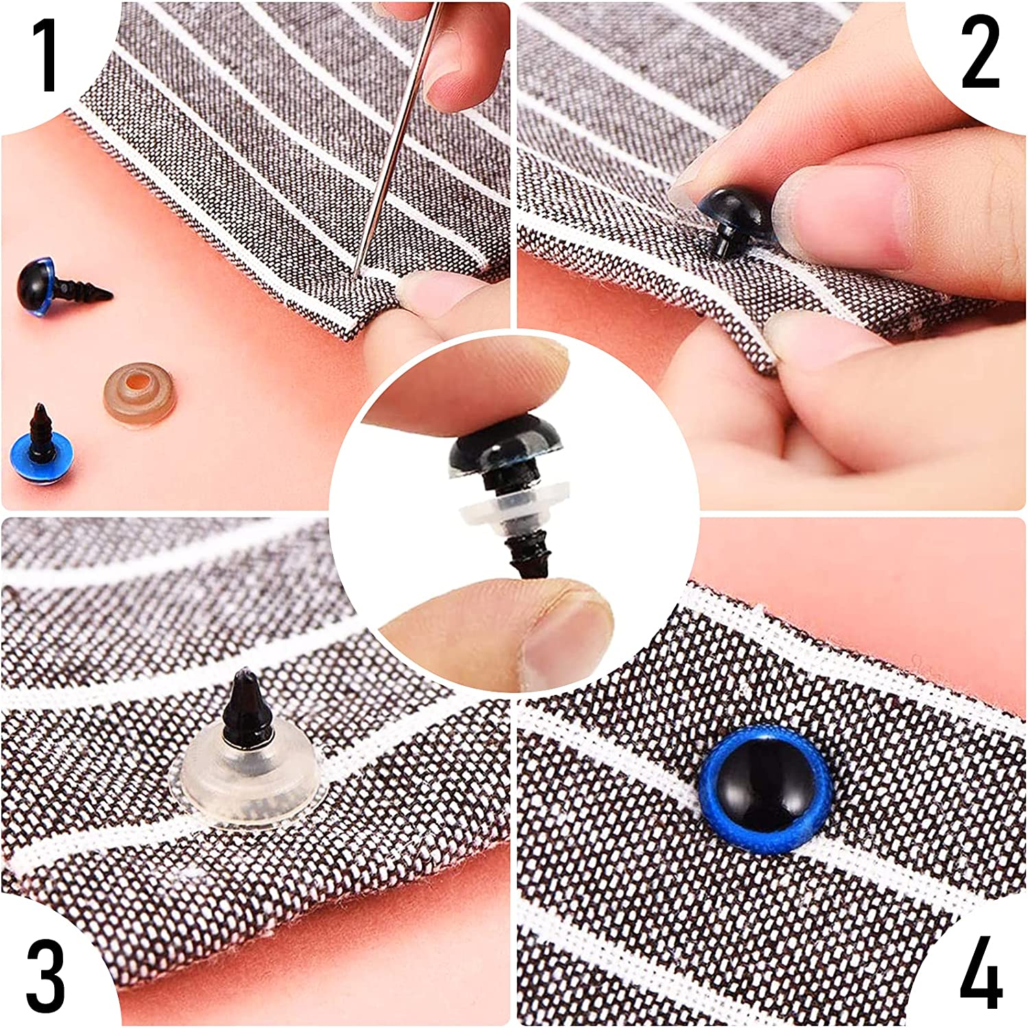 Buylorco 600Pcs Plastic Colored Safety Eyes and Noses for Amigurumi, 6Mm~14Mm image number 6