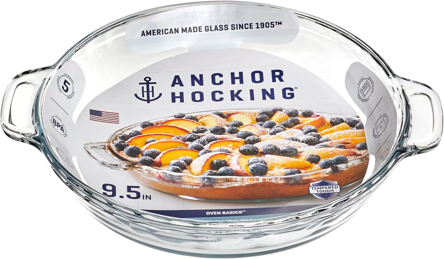 Anchor Hocking Oven Basics 9.5-Inch Deep Pie Plate, Clear, 1 Piece image number 3