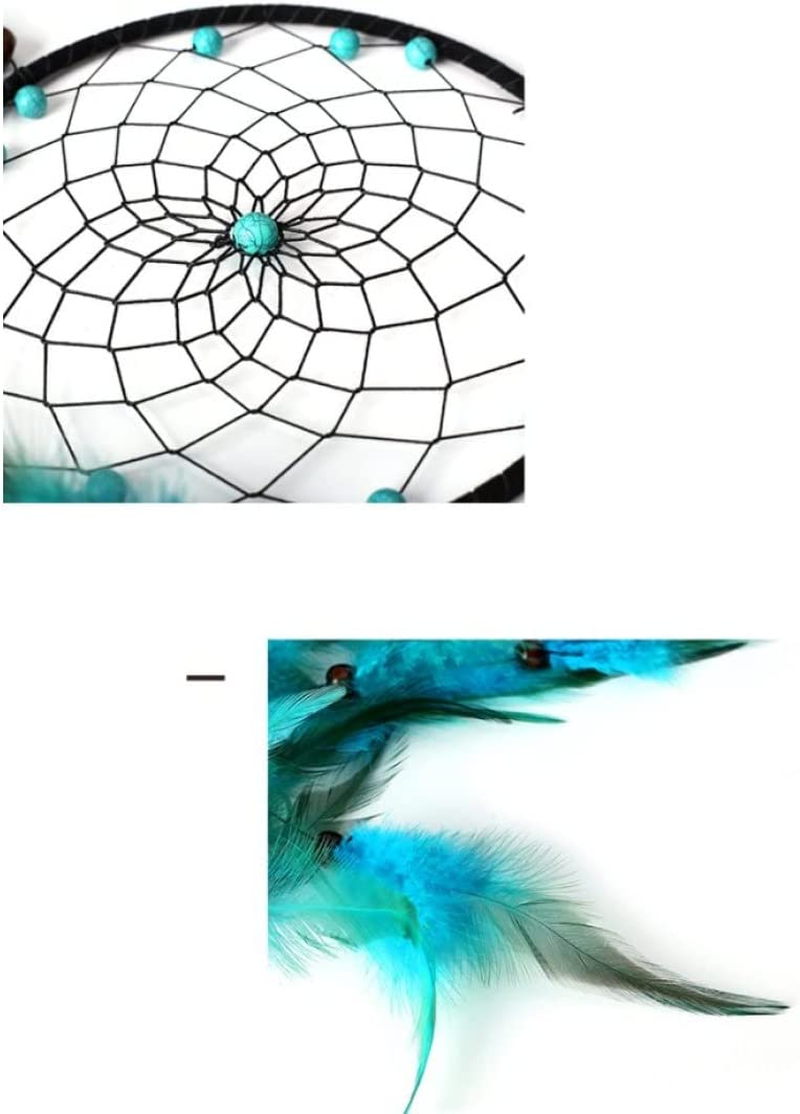 Blue Feather Dream Catcher with Turquoise,Indian Home Decoration Wall Hanging Dream Catchers for Kids Bedroom Dorm Room Wedding Party Boho Craft Ornament image number 1