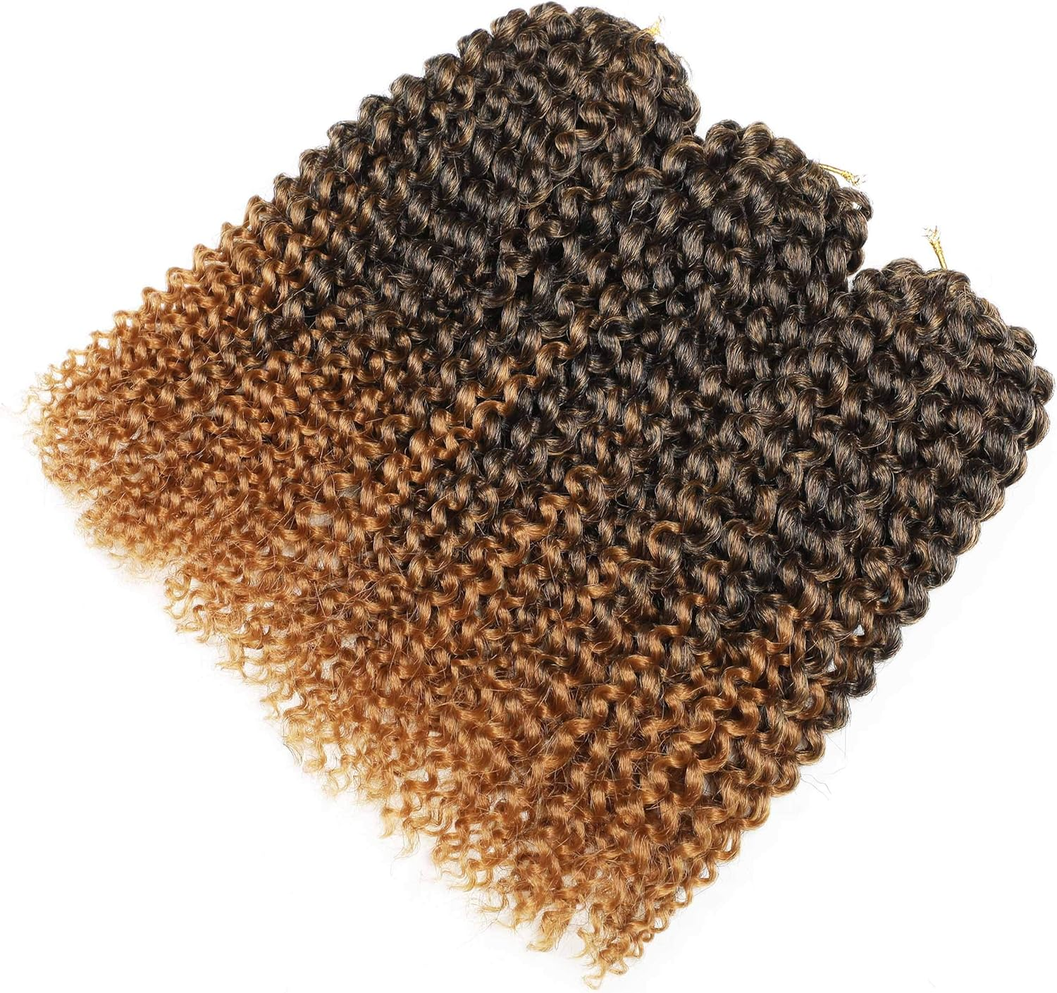 3Pcs/Pack Marley Bob Kinky Curl 8 Inch Afro Kinky Twist Hair Soft Synthetic Crochet Braiding Hair Extention (1B/27) image number 3