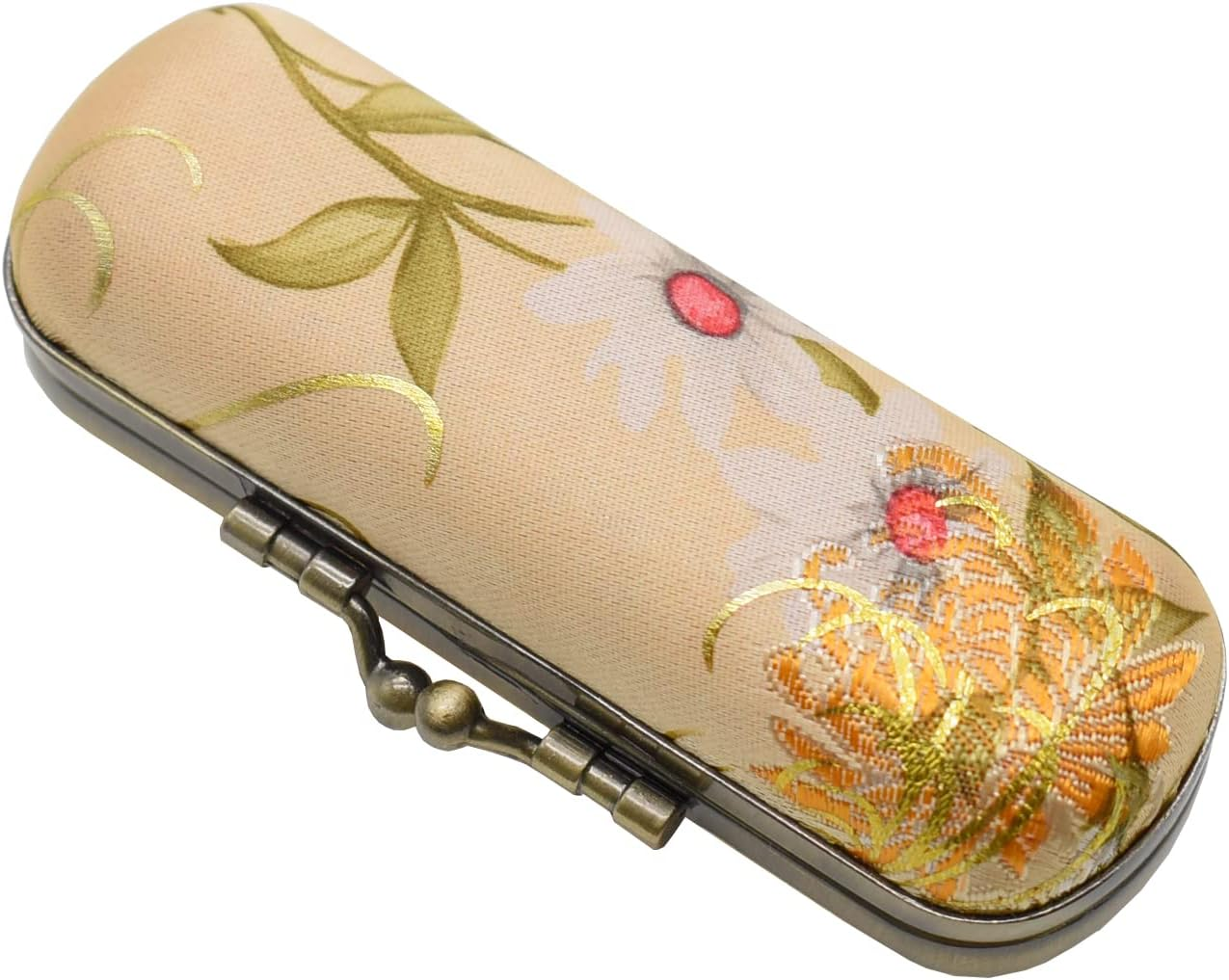 Ladies Floral Lipstick Case Holder with Mirror,Makeup Cases for Women, Yellow, Women image number 3