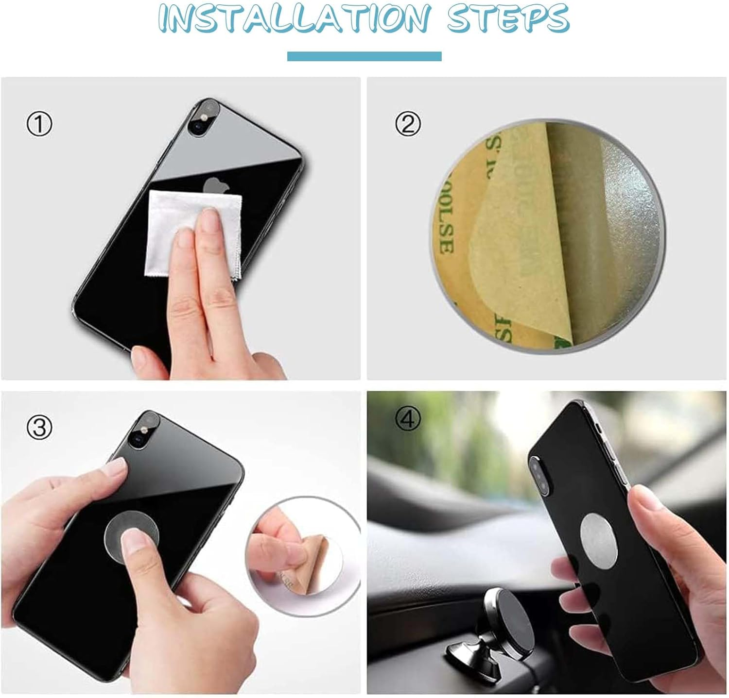 Pack of 100 30 Mm Metal Plates, Self-Adhesive, Magnetic Phone Holder image number 3