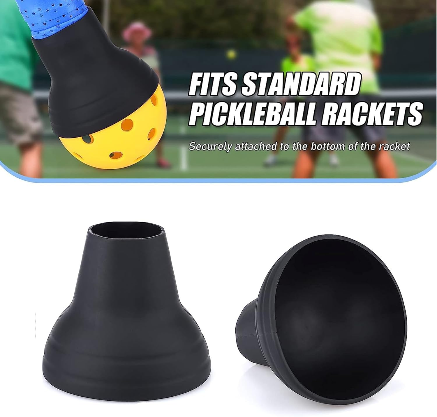 2 Pack Pickleball Ball Retriever Suction Cup, Pickleball Ball Picker Upper Suction Cup Ergonomic Pickup Ball Grabber Picker Ball Pick up Suction Cup Attaches to Pickleball Paddles image number 1