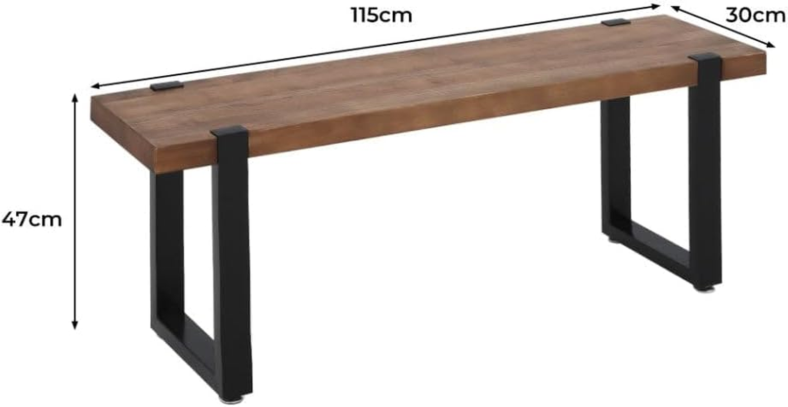 LEVEDE Wooden Dining Bench, Set of 2 Garden Bench Seat Indoor Outdoor, Backless Table Bench for Dining Room, Living Room, Hallway, Terrace (115 X 30 X 47Cm, Brown) image number 6