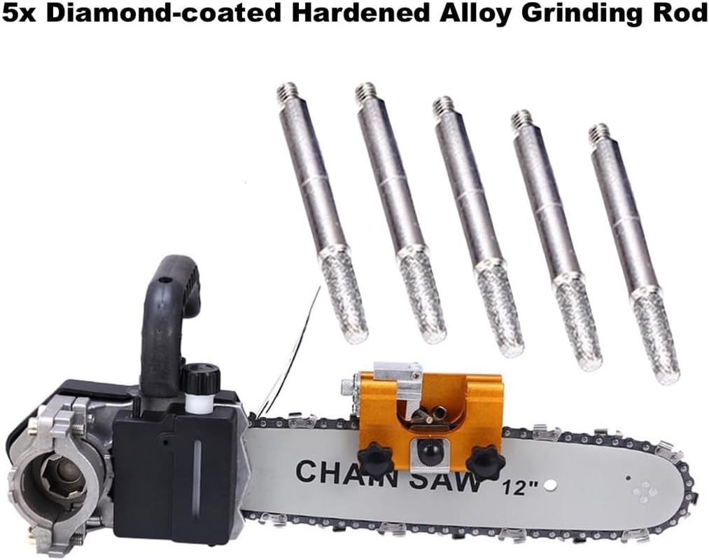 Chainsaw Sharpener, Hand Crank Chainsaw Sharpener, Portable Chainsaw Sharpening Kit with Vise Jig Guide Sleeve & 5X Grinding Rod for Electric Chainsaws All Chain Saws image number 5