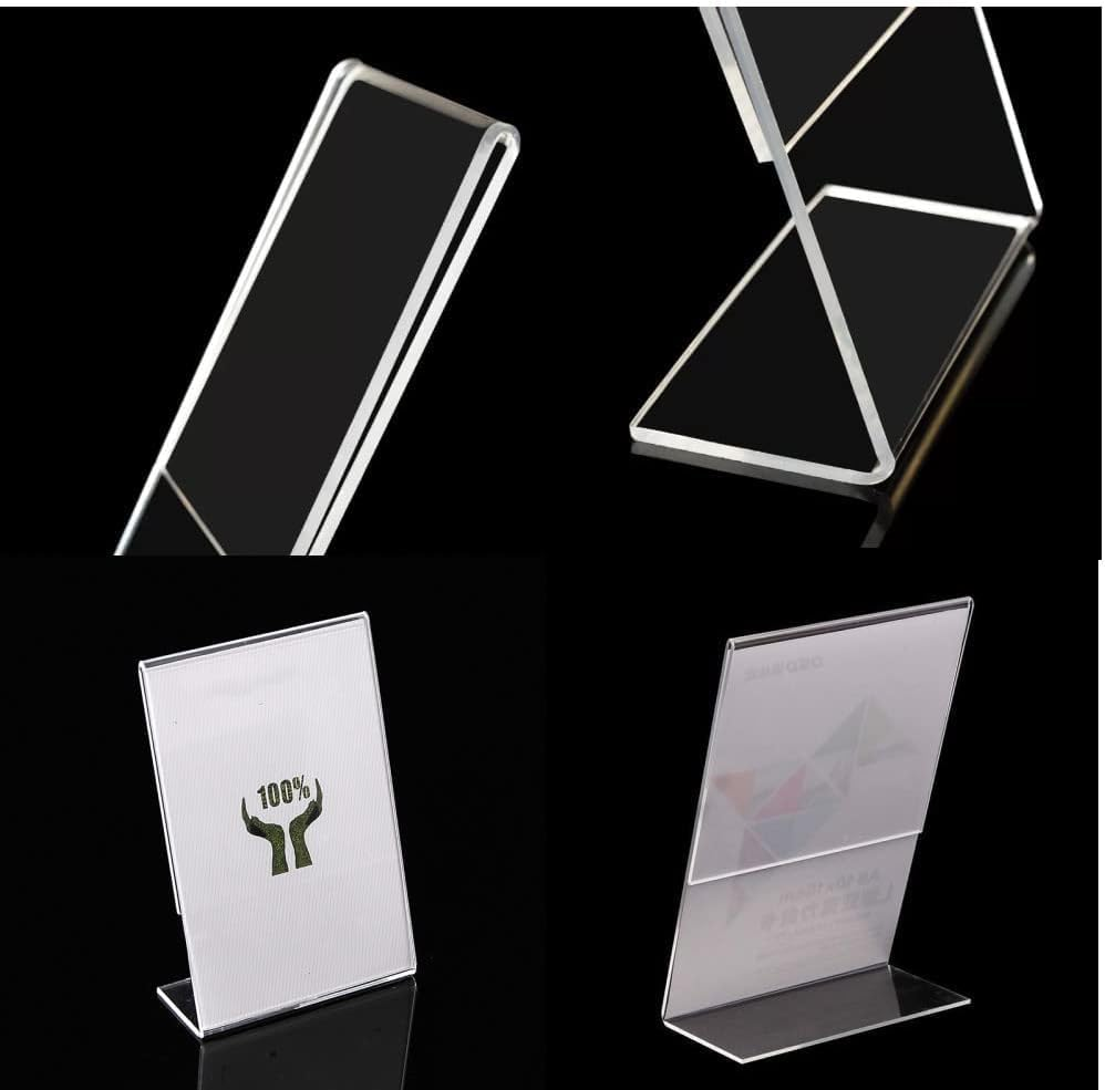Naisfei 8 Pack Acrylic Sign Holder, A6 Plastic Flyer Display Holder, Slant Back Clear Paper, Document Menu Table Transparent Stand for Restaurants Hotels Menu Stores Office image number 1