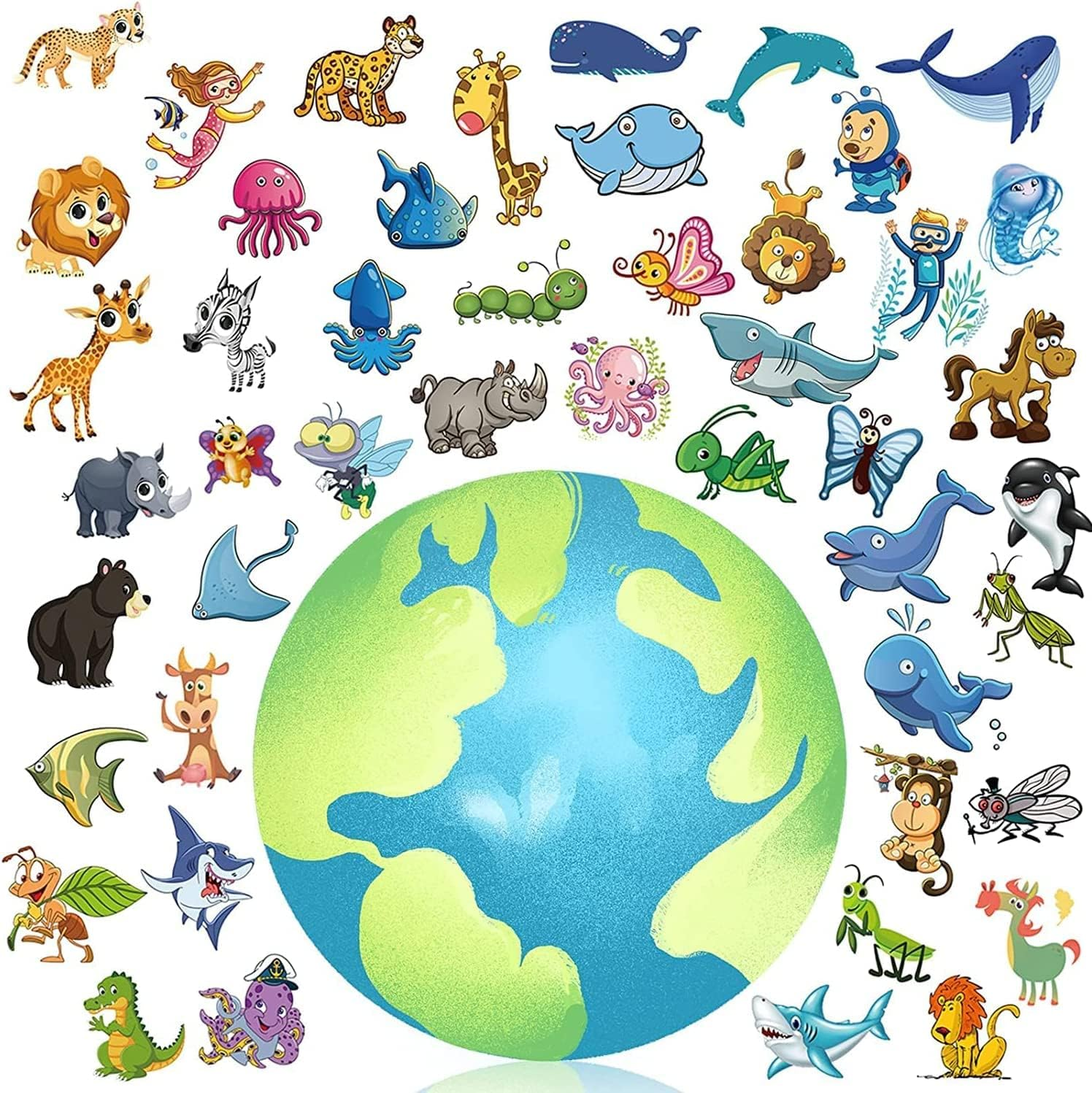 Animals, Insects, Sea Animals (350 PCS) Kids Waterproof Temporary Tattoos,Children'S Temporary Tattoo Toys,Boy Face Tattoo Stickers,Goody Bag Stuffers Party Bag Fillers image number 1