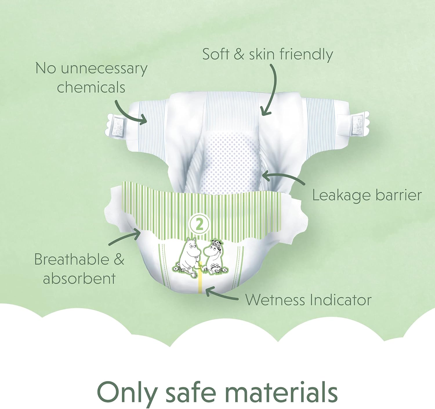 Muumi Baby Nappies Pack of 58, Size 2 Mini 3-6 Kg image number 2