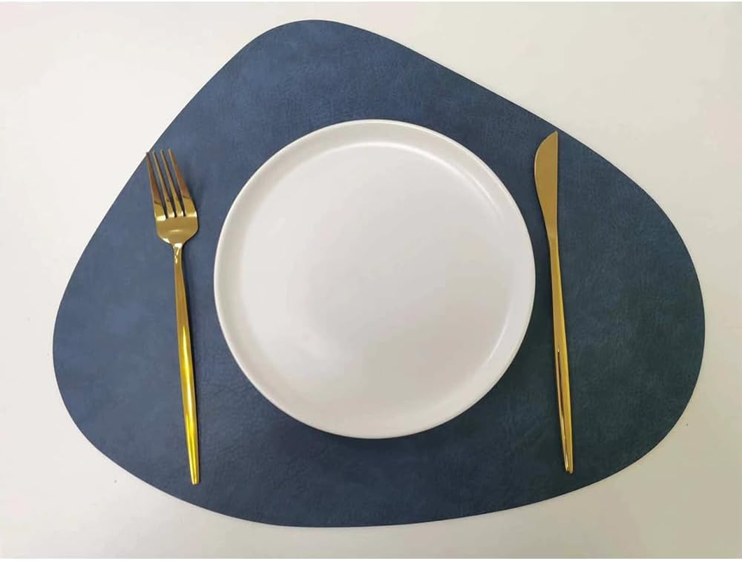 6 Pcs Leather Placemat, Oval PU Leather Wipeable Waterproof Table Mats, Non-Slip Double-Sided Heat Resistant Kitchen Dining Table Placemats, Washable Durable Stain for Home Hotel Restaurant image number 1