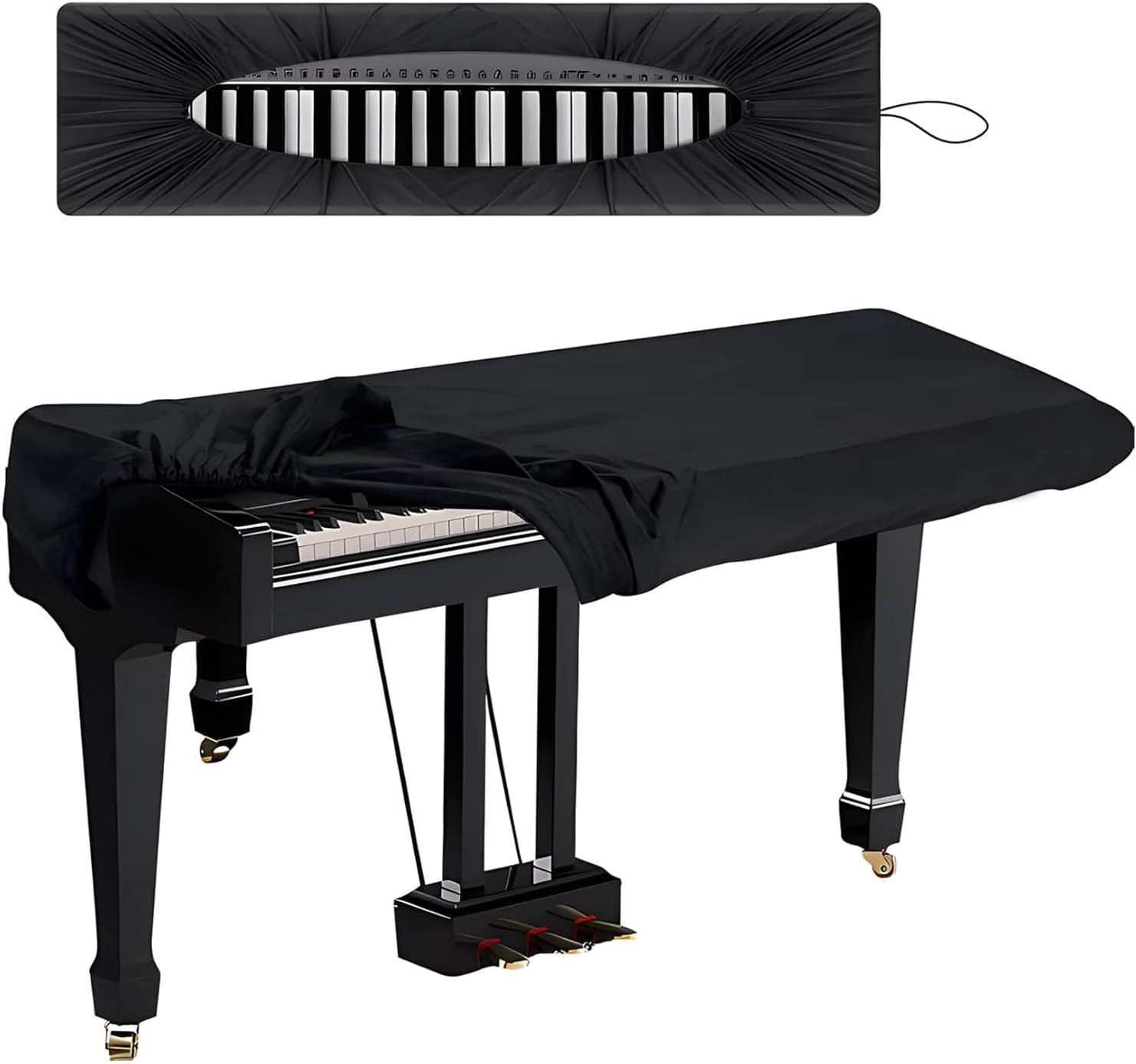 Digital Piano 88 Key Piano Dust Cover,With Drawstring Lock Piano Music Keyboard Dust Cover,Adjustable Electric Piano Keyboard Cover image number 6