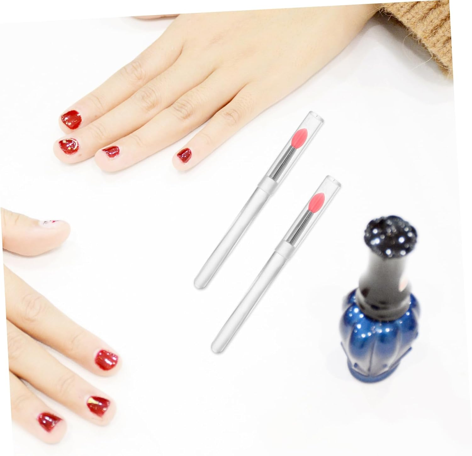 10Pcs Manicure Transparent Silicone Rod Metallic Mirror Effect Sticks Nail Art Applicator Tools Metallic Mirror Effect Nail Applicator Glitter Applicator Kit Silica Gel image number 5