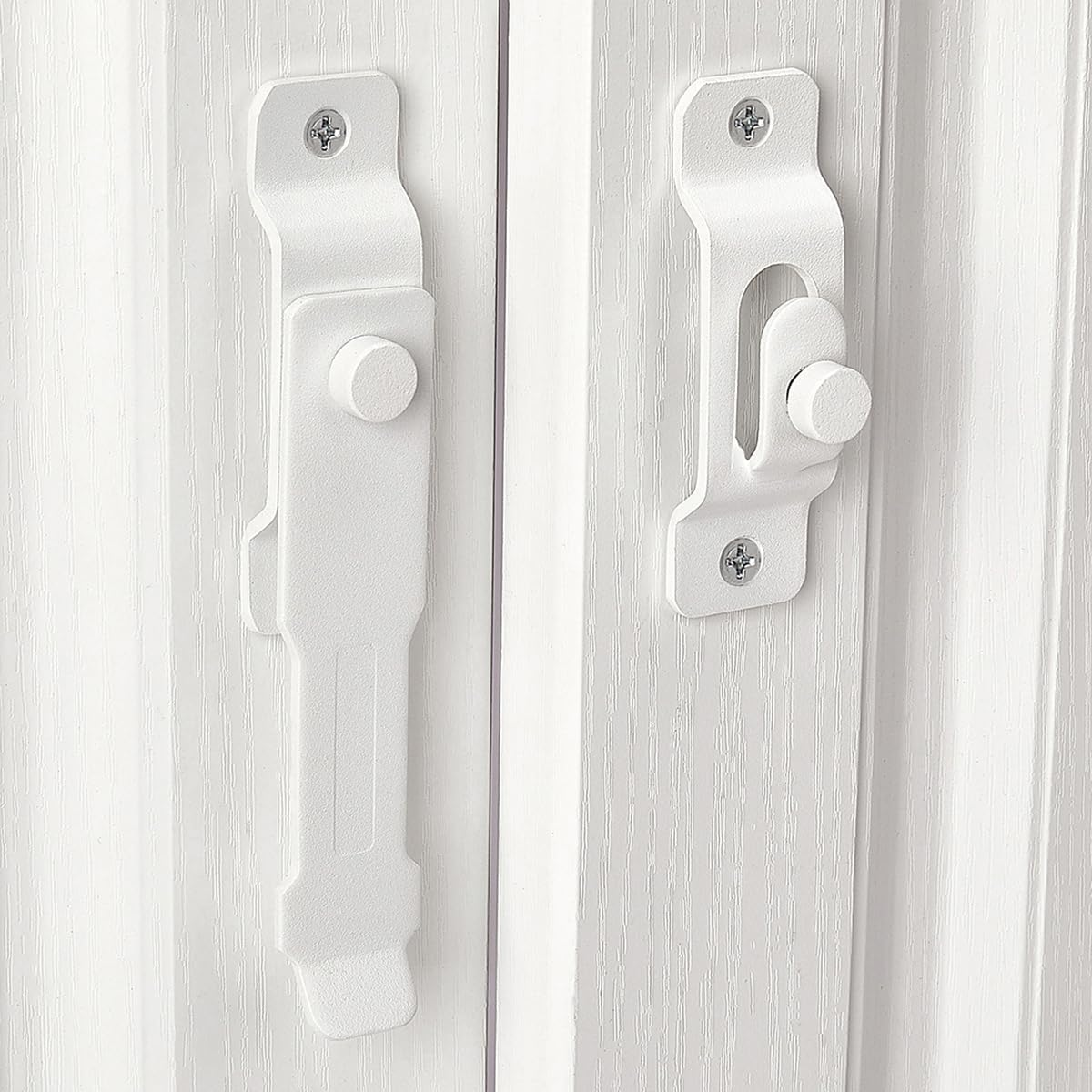 2 Packs Barn Door Latches，4.33&rdquo;X 3.23&rdquo; Matte White Stainless Steel Barn Gate Flip Door Latch Bi-Fold Door Lock,Sliding Door Antique Lock Gate Latches Wine Cabinet Closet Door Latches - Matte White_2 Pack image number 5