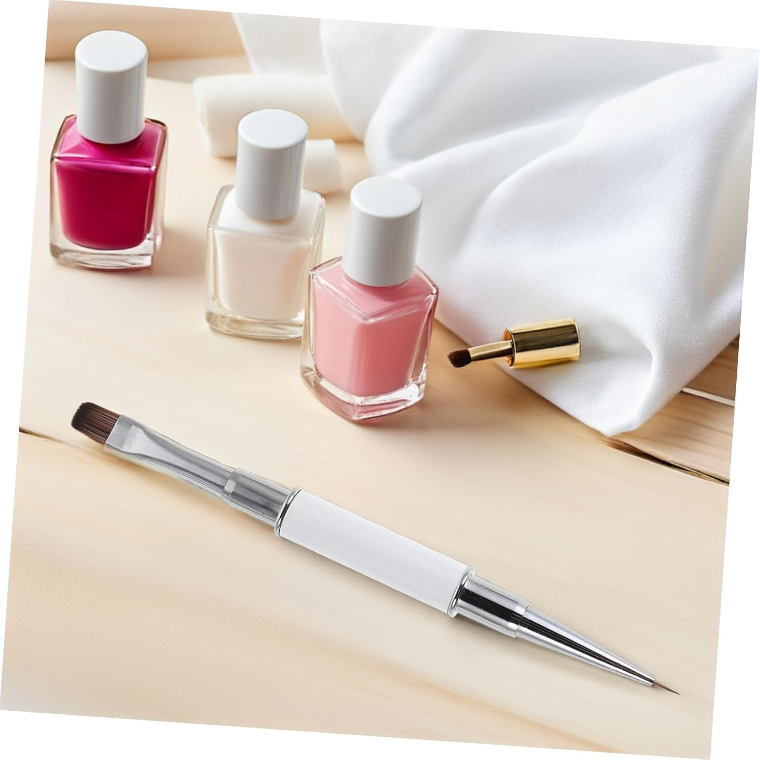 3Pcs Double Ended Nail Art Brushes Fine Detail Liner Pens for Precise Line Drawing and Gradient Effects Versatile Nail Brush Tools for Salon and Personal Manicure Designs - Yellow image number 4