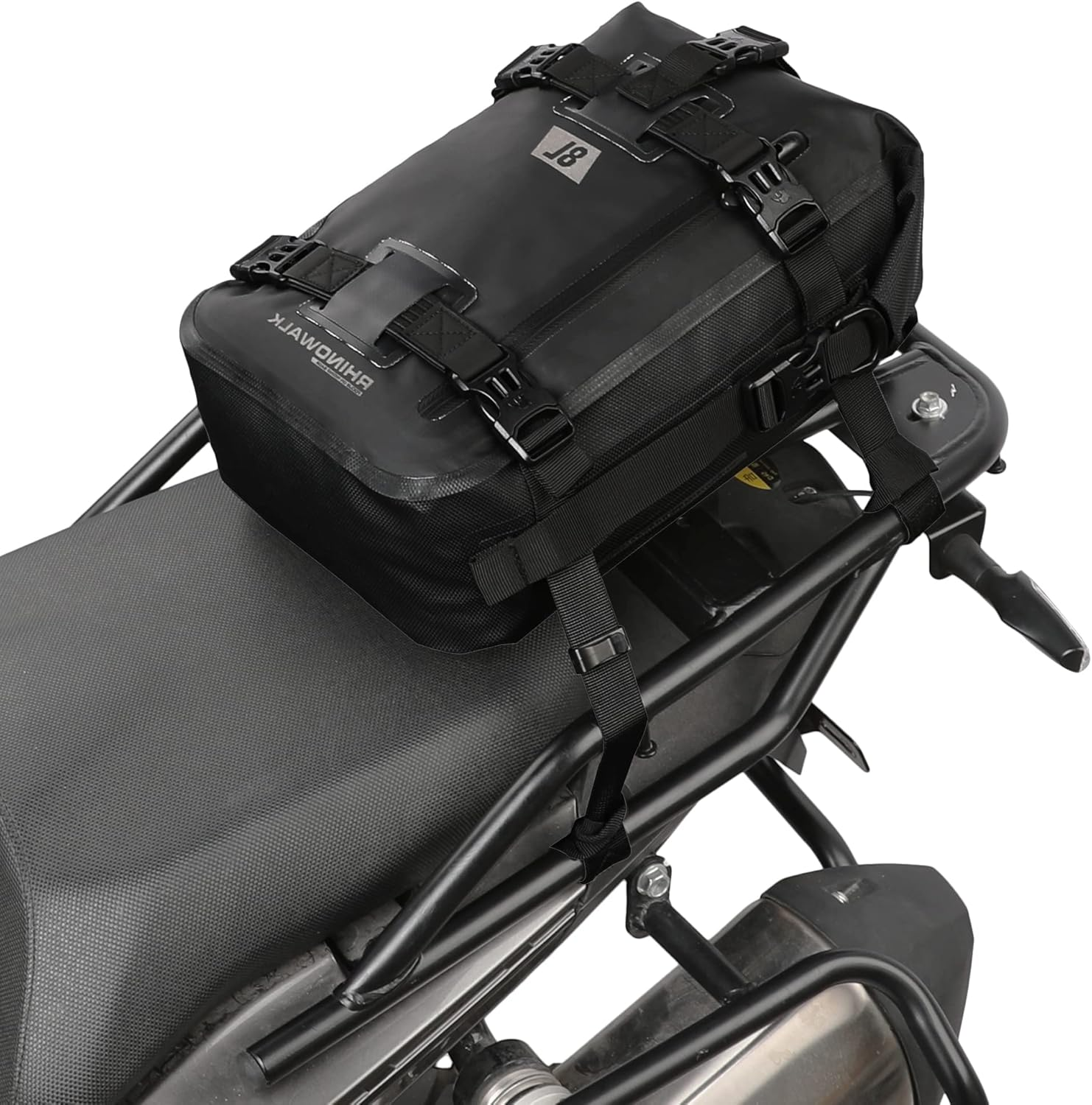 Rhinowalk Motorcycle Tail Bag - Multifunctional Waterproof Rear Rack Trunk Seat Bag, Luggage Backpack, Black 8L image number 3