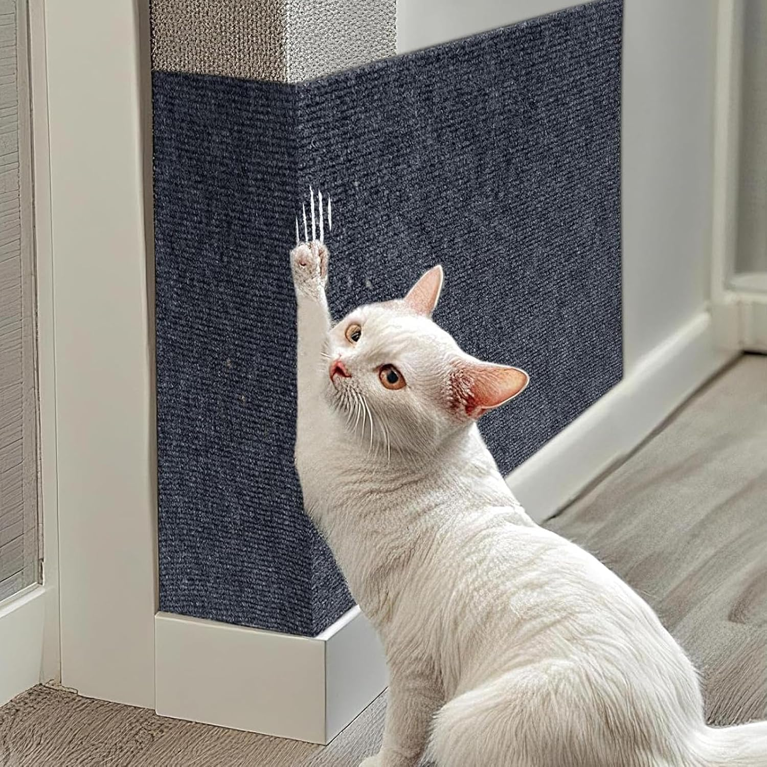 Cat Scratching Mat 78.7"X15.7", Self-Adhesive Cat Scratch Furniture Couch Protector, Cuttable Cat Wall Climbing Carpet, Cat Scratching Pad Replacement for Cat Tree Shelves image number 5